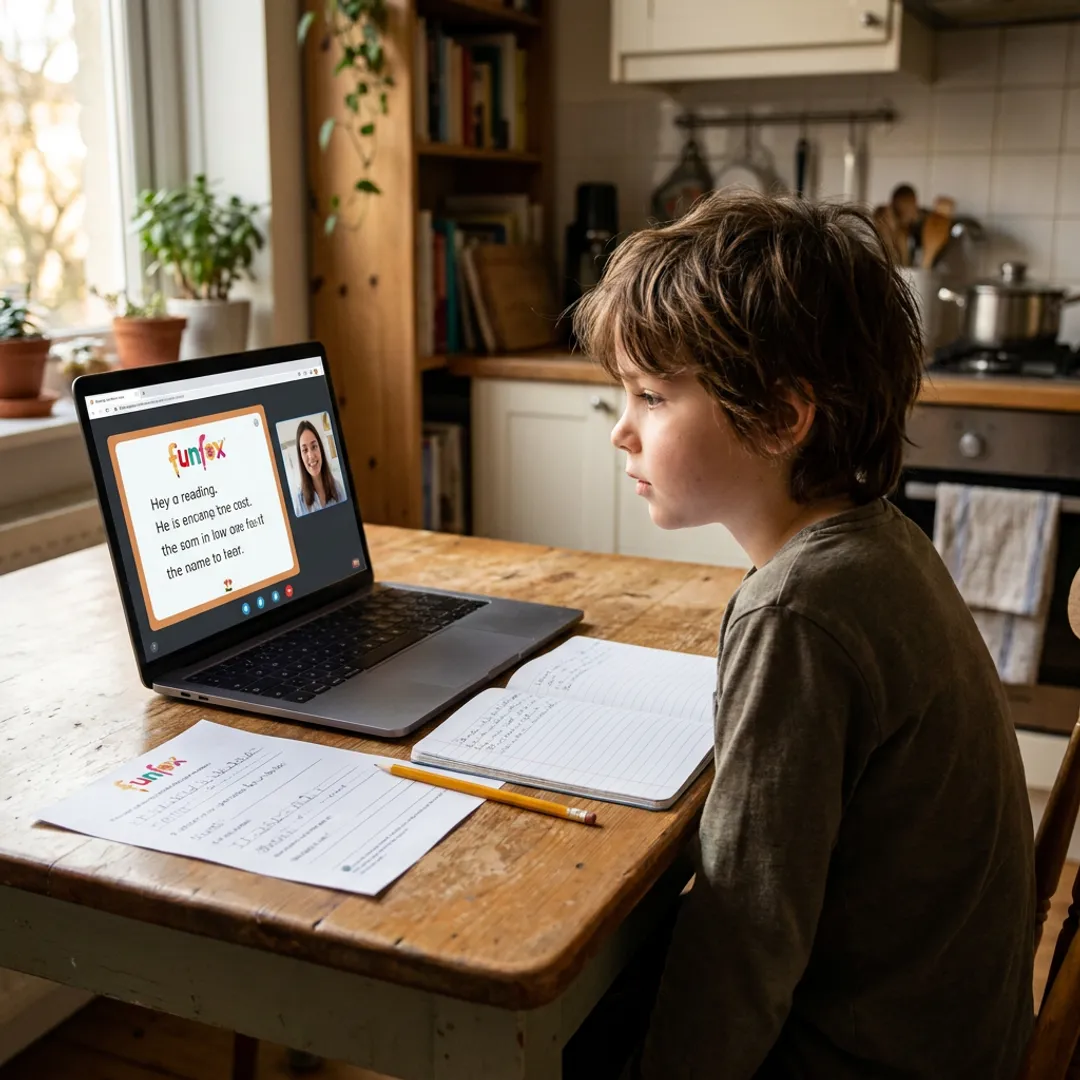 Student joining an online English tutoring class