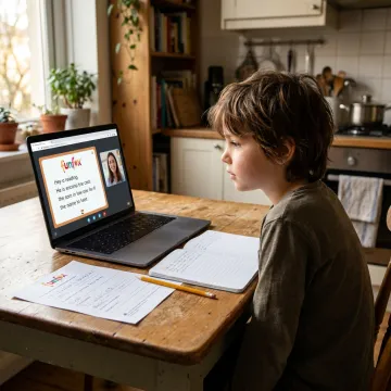 Student joining an online English tutoring class