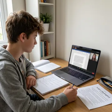 Year 9 student in an online tutoring session