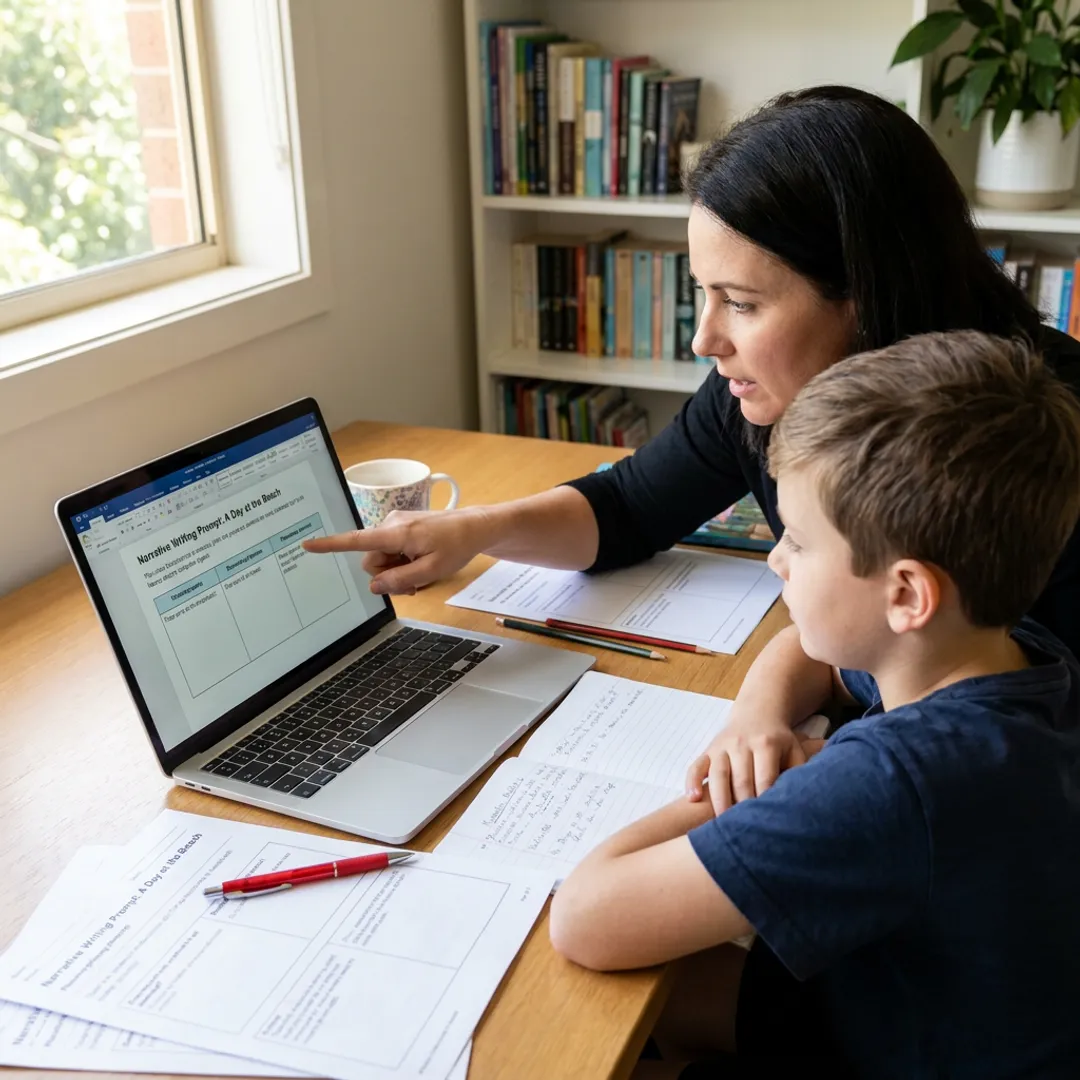 Online writing tutor guiding a student through a NAPLAN writing task