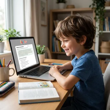 Child participating in an online development program