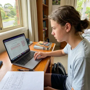Online high school English tutoring session