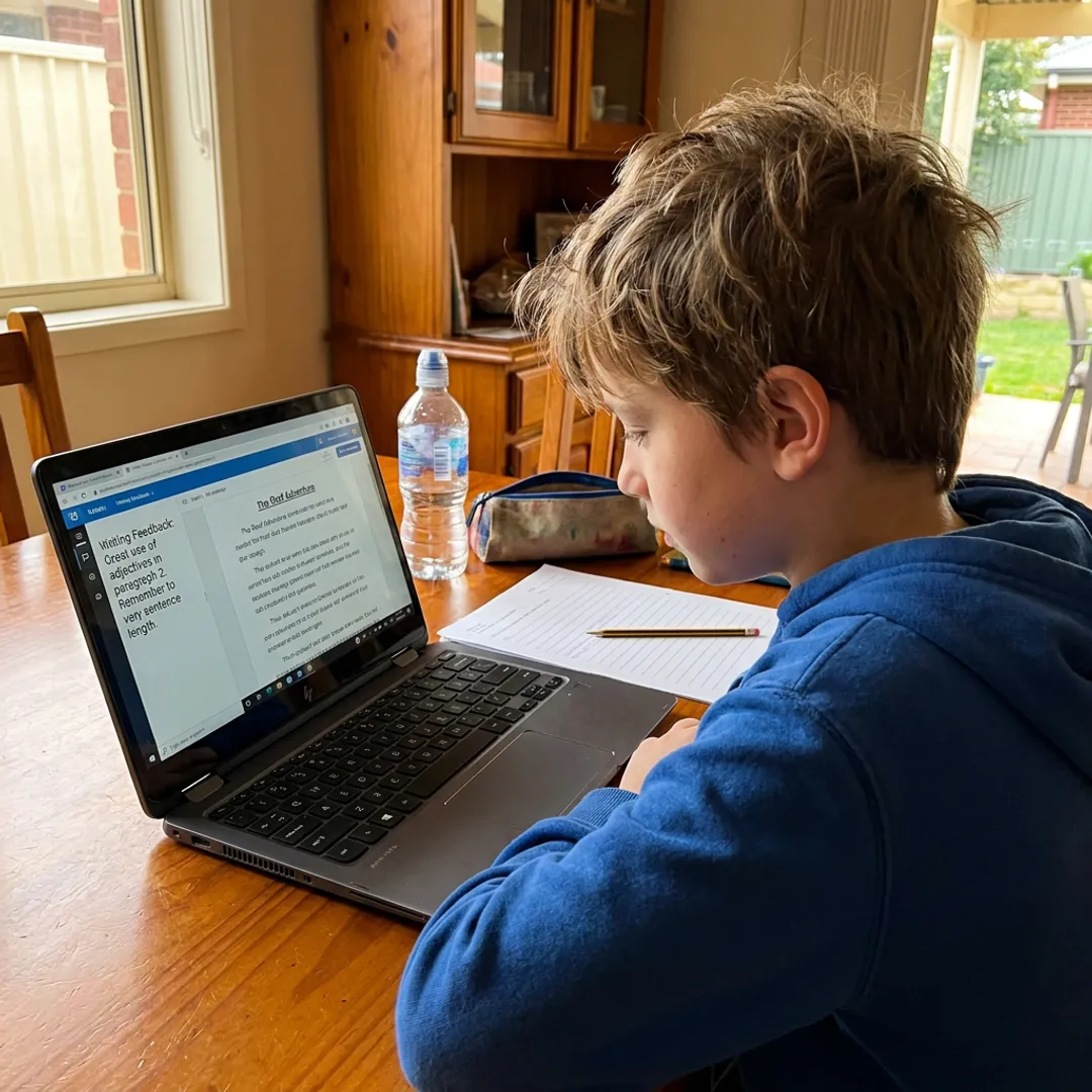 Student completing online NAPLAN tutoring lesson