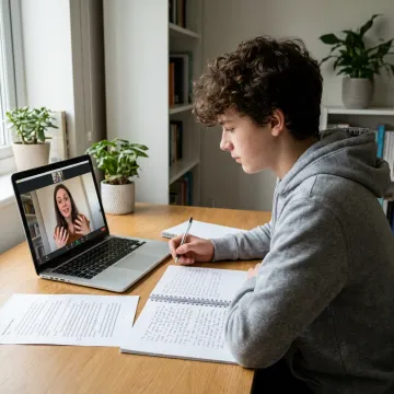 Student receiving online high school tutoring