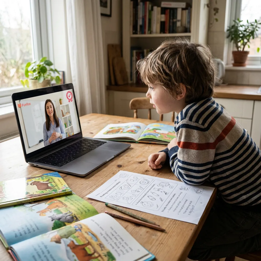 Child joining an online reading class
