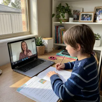 Online English tutoring lesson for a child