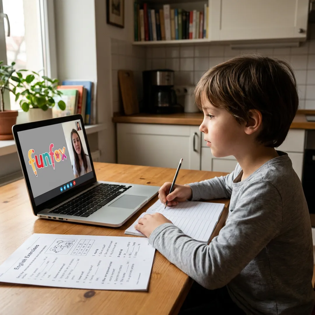 Student learning English online with a tutor