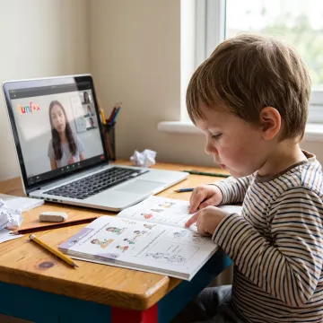 Year 1 student reading during an online tutoring session