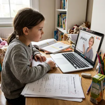 Child joining an online Year 3 tutoring lesson