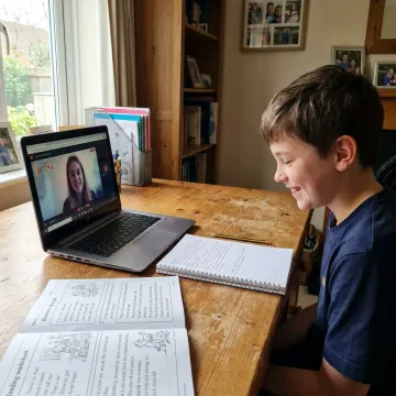 Year 6 student learning online