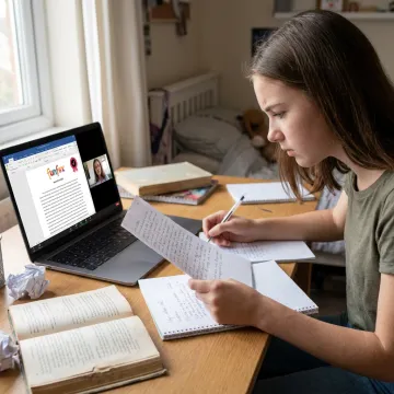 Year 10 student in online tutoring