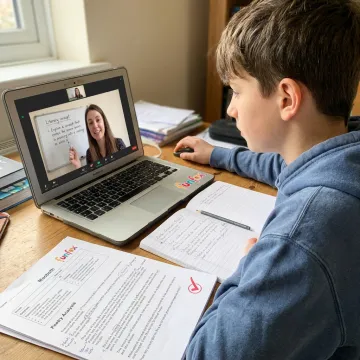 Year 8 student learning English online