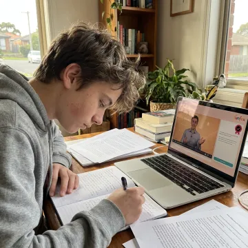 Year 10 student studying English online