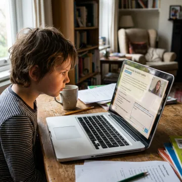 Child attending an online tutoring lesson