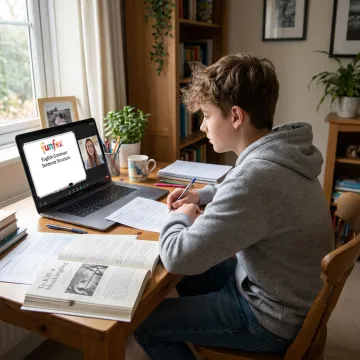 Student joining an online Year 9 English tutoring class