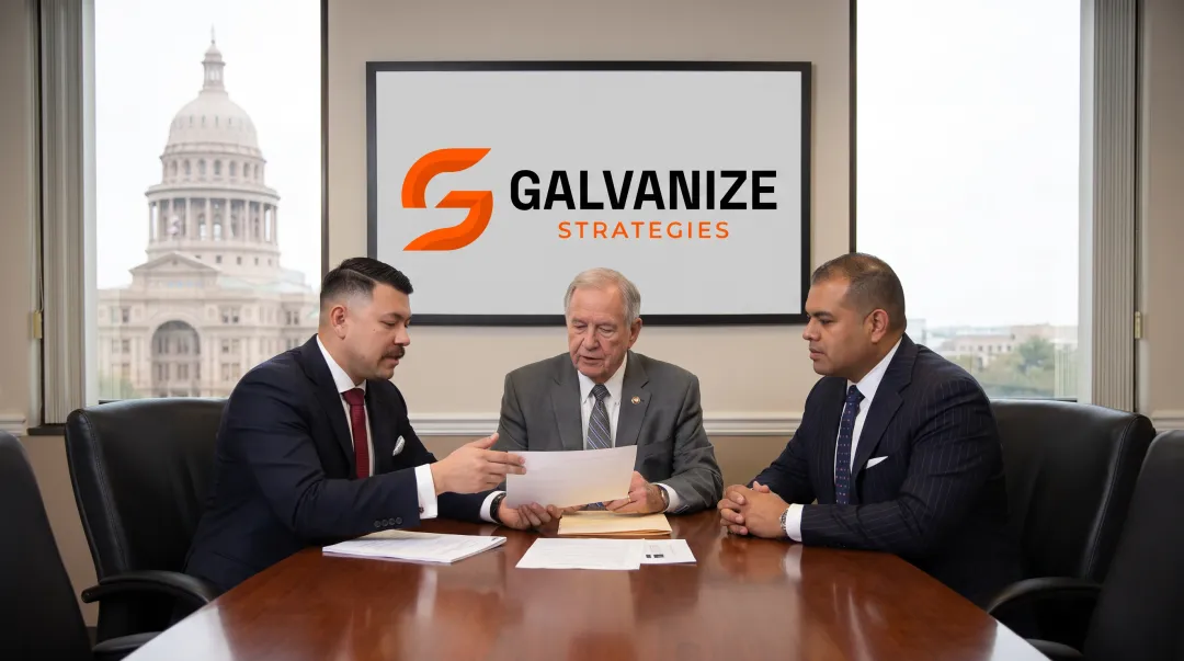 Galvanize Strategies government affairs team discussing legislative advocacy strategy