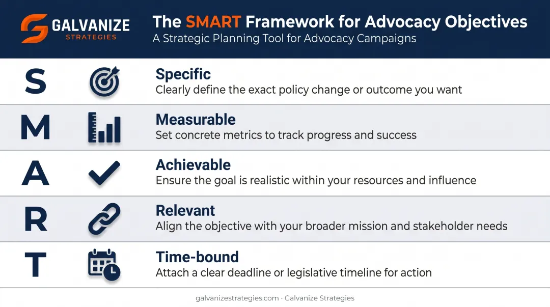 SMART framework five components for advocacy objective setting