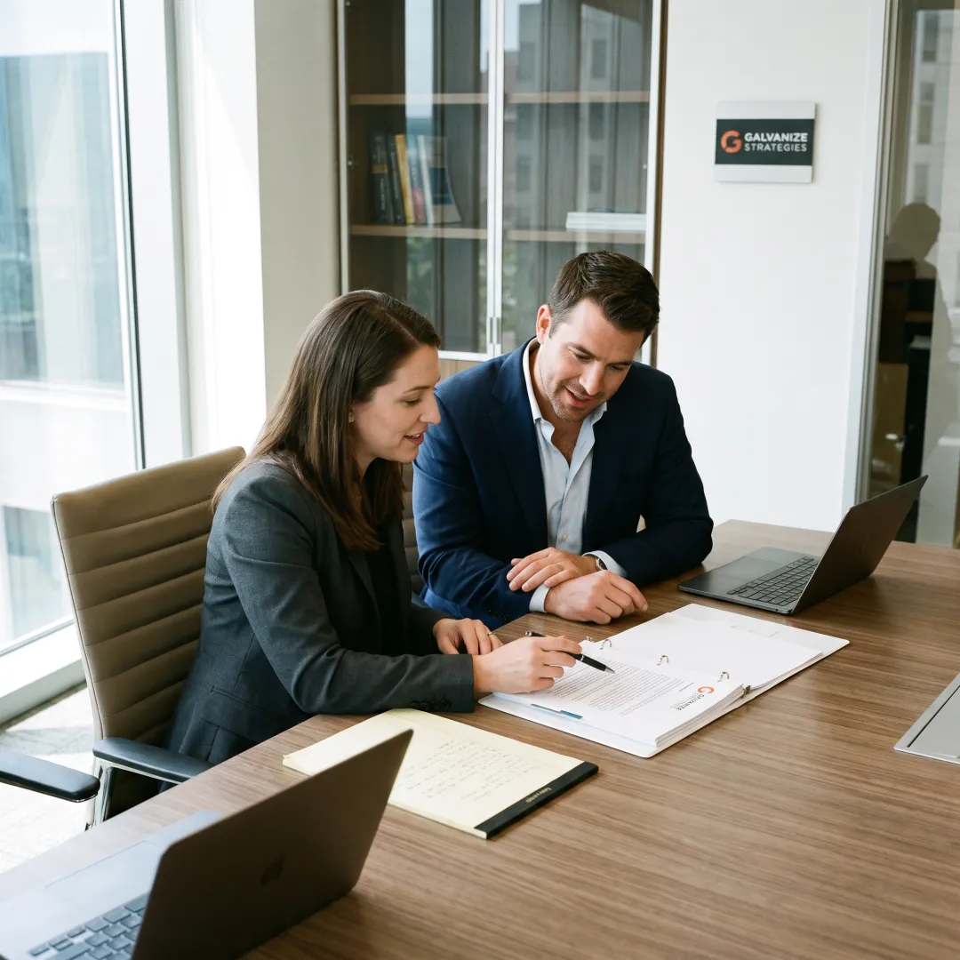 Consultants planning a strategic communications campaign