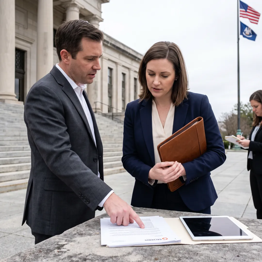 Policy advocates meeting at a Louisiana government building