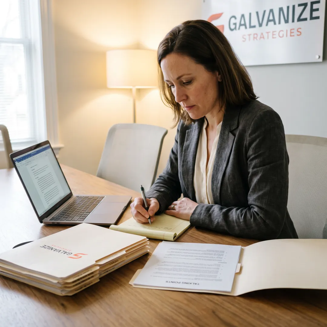 Communications strategist developing a public relations plan