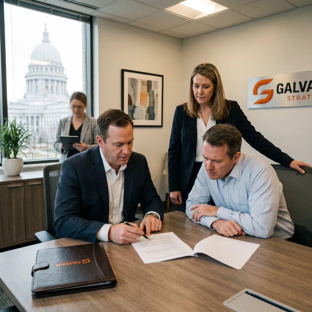 Policy advisors meeting with a client