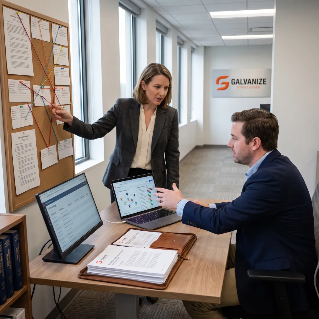 Advisors planning a public policy strategy