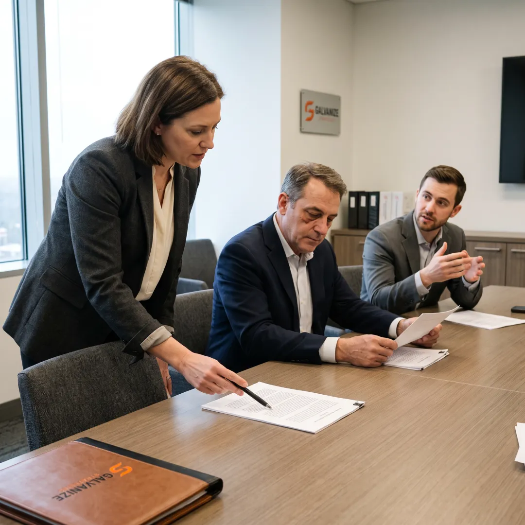 Government relations strategists meeting with a client