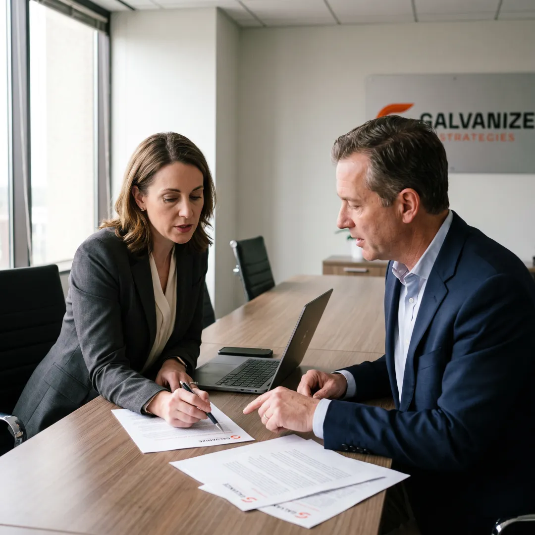 Strategists planning a government procurement approach