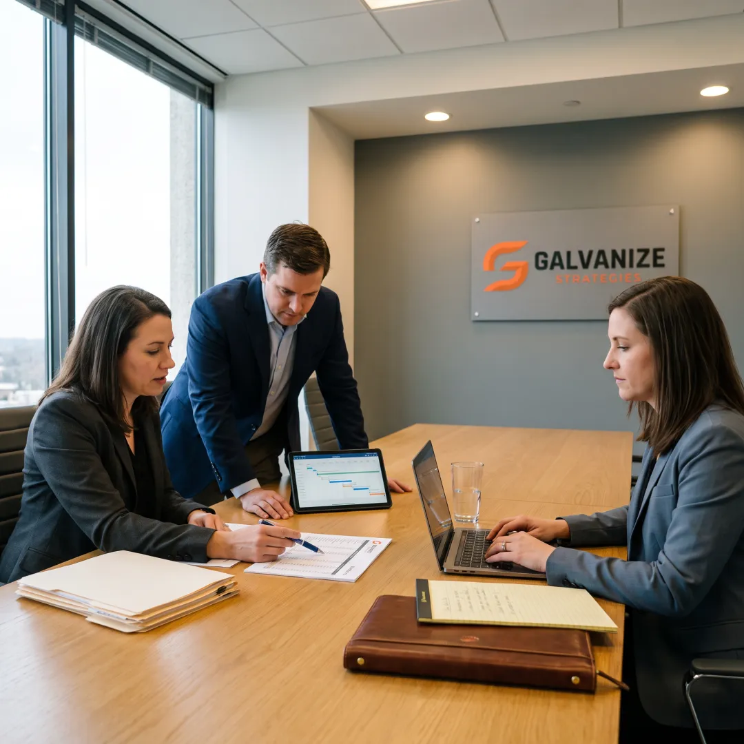 Consultants reviewing a government contract opportunity