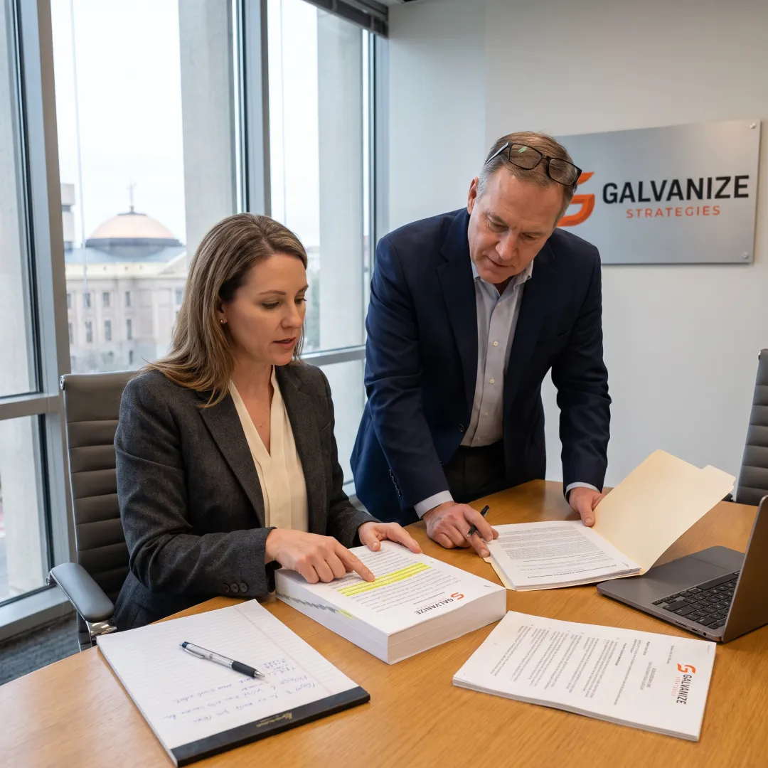 Advocacy team reviewing Arizona legislative strategy