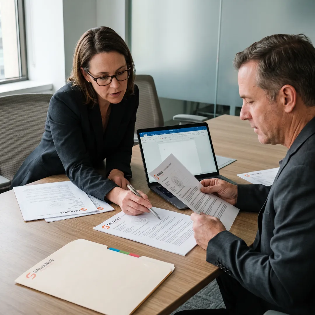 Consultants reviewing government procurement documents