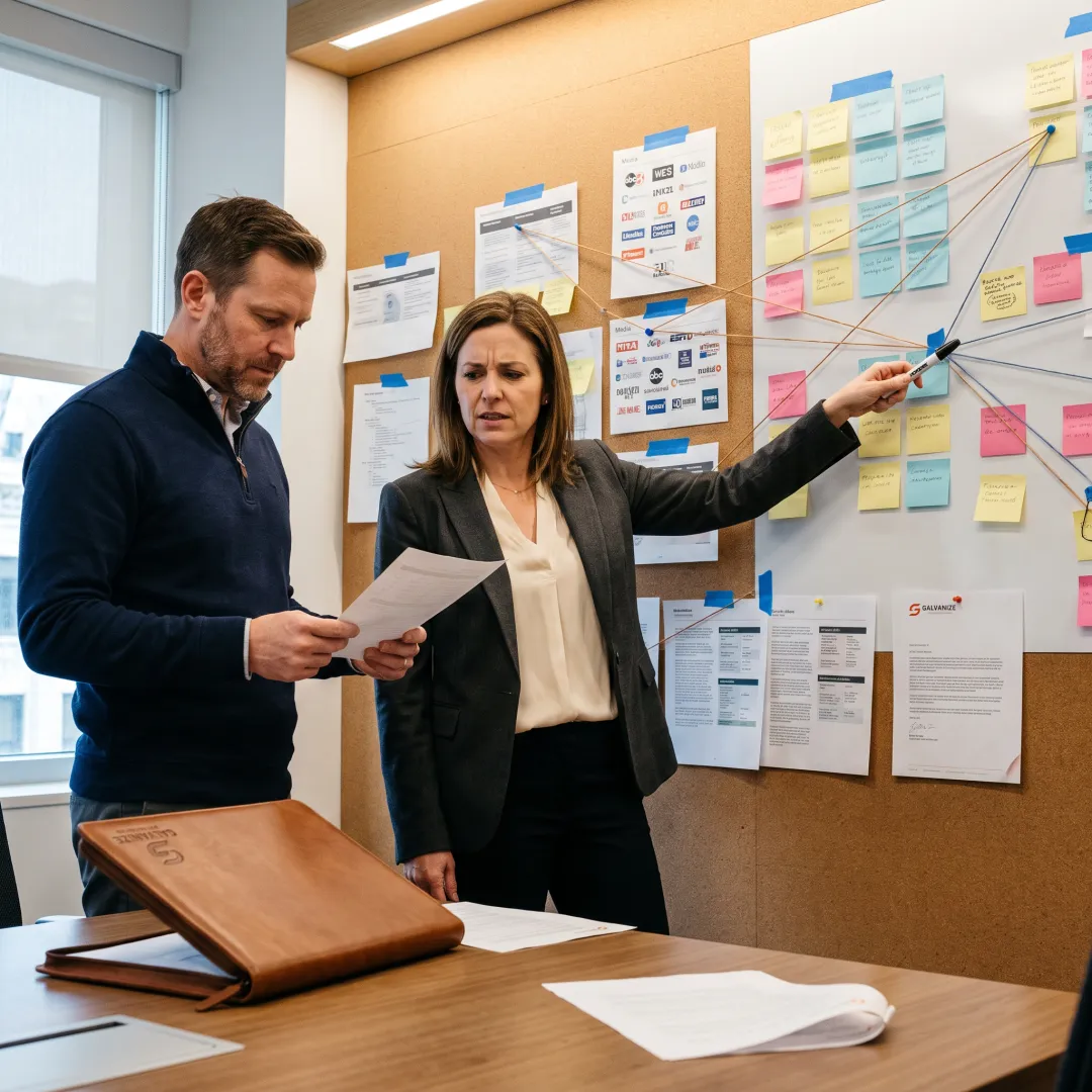 Strategists developing a public affairs communications plan