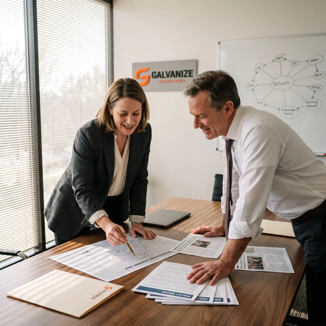 Strategists developing a coordinated response plan