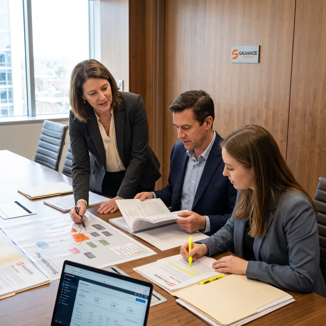 Policy advocates discussing energy and environmental legislation