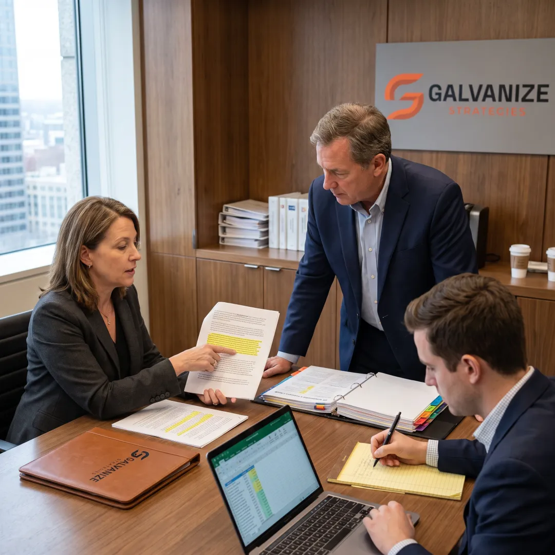 Consultants reviewing political risk and policy developments