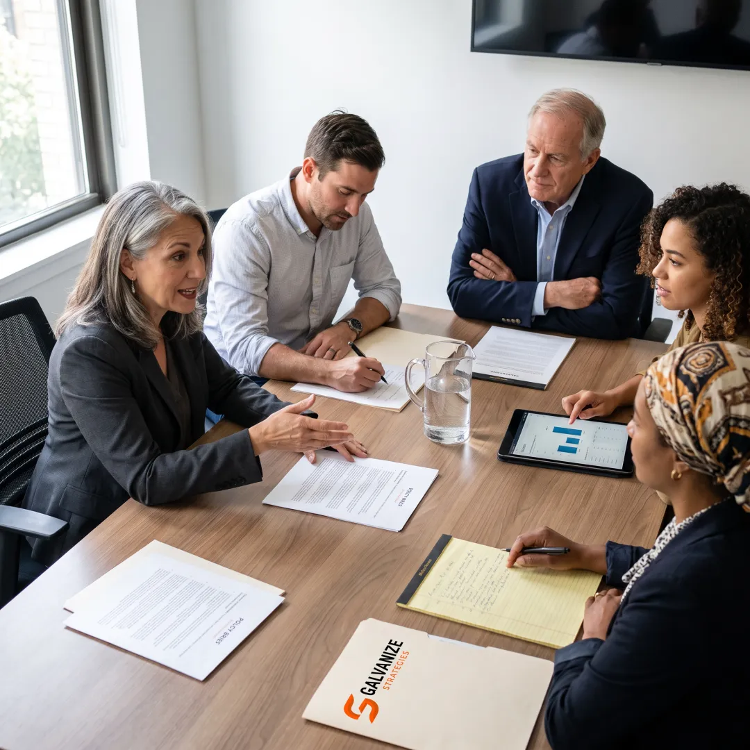 Consultants leading a community stakeholder discussion