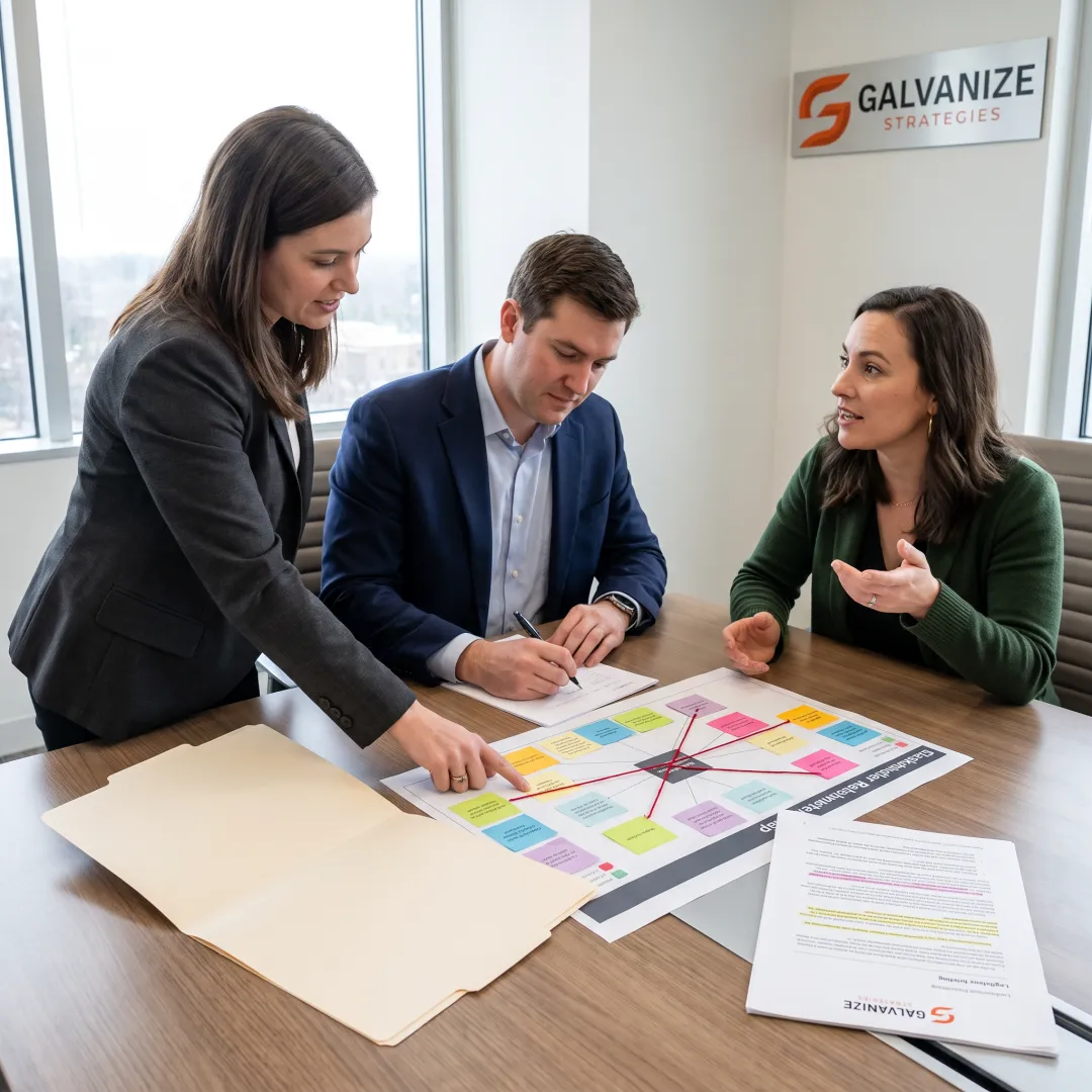 Advocacy team reviewing immigration policy strategy