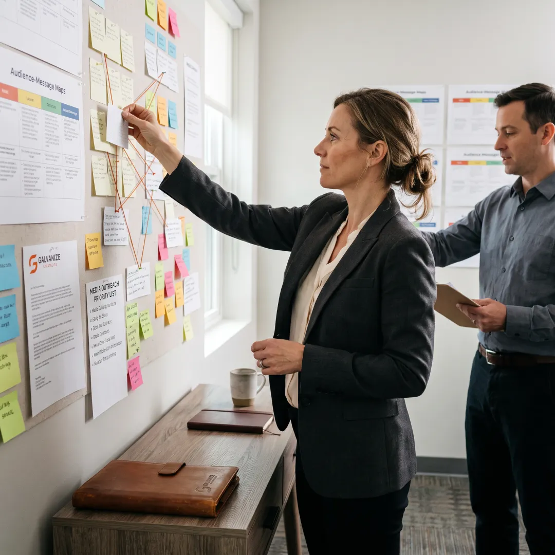 Consultant developing strategic campaign messaging