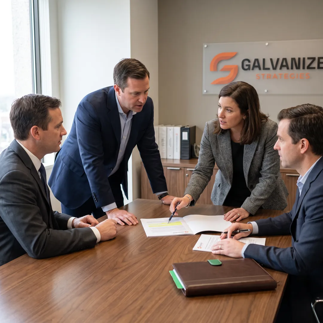 Financial services leaders meeting with government affairs advisors