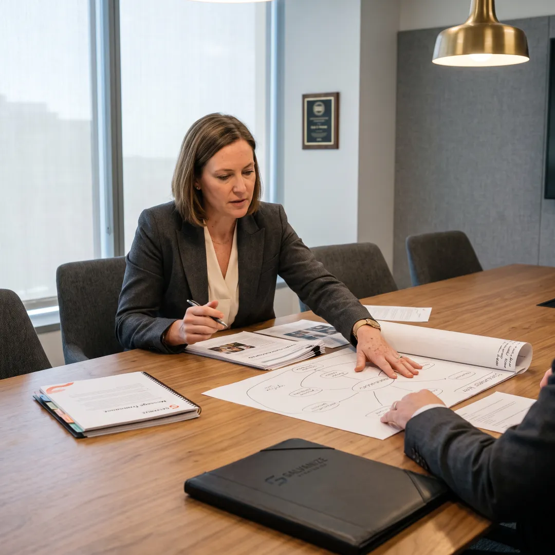 Advisor preparing a strategic communications plan