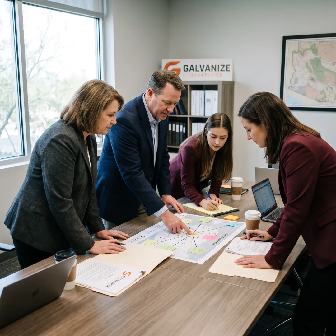 Team planning a public policy strategy