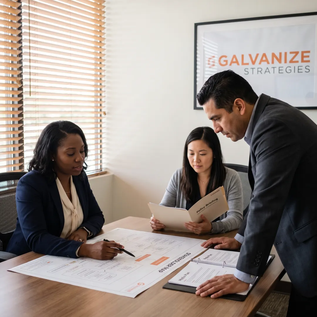 Consultants planning a public affairs communications strategy