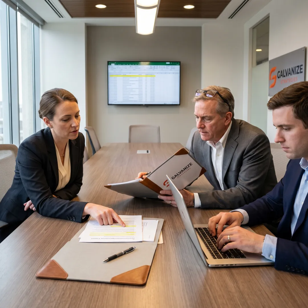 Business leaders reviewing a government contracting strategy