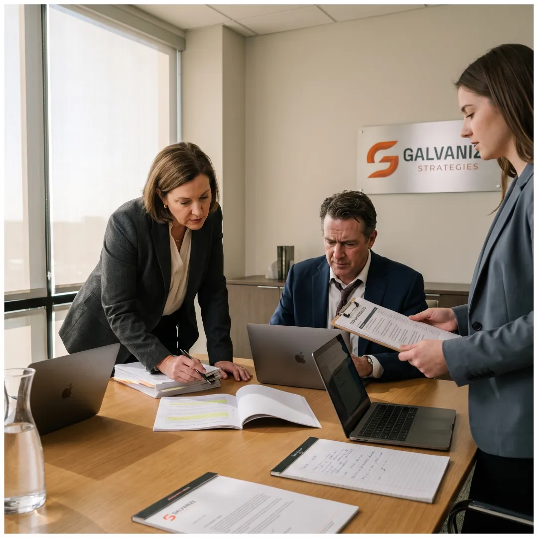 Professionals reviewing regulatory compliance documents