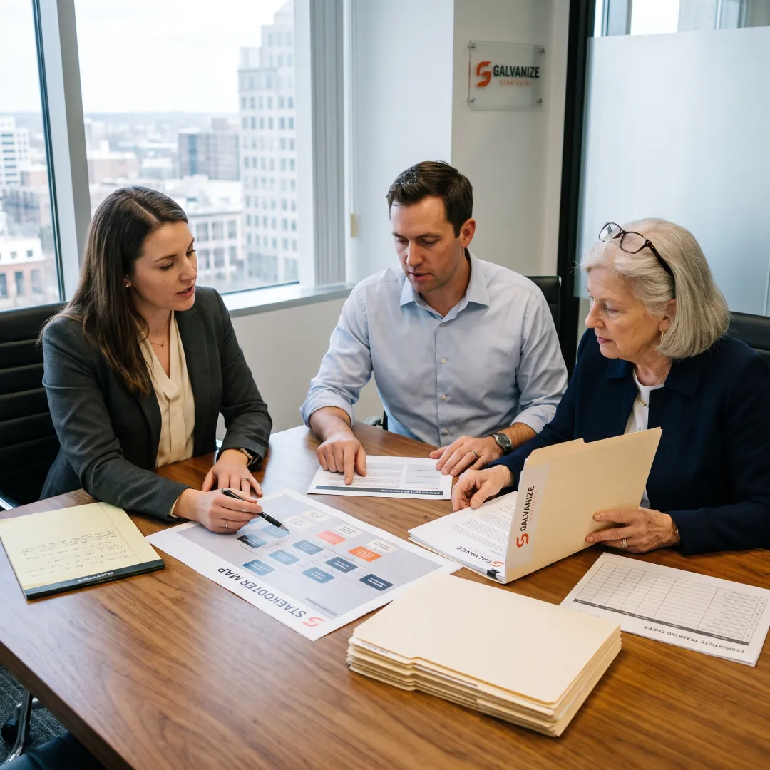 Team developing strategic messaging