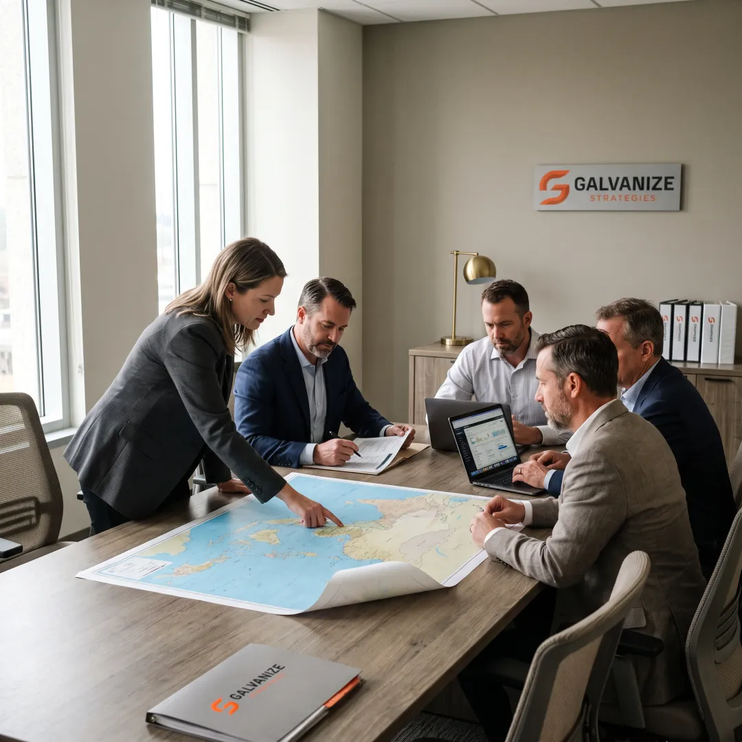 Professionals reviewing an Asia-focused policy strategy