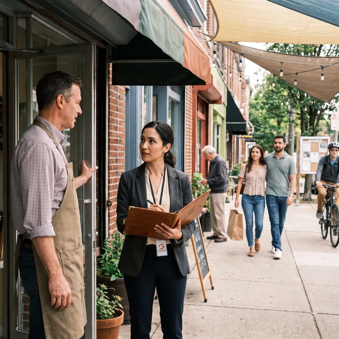 Residents shopping at local businesses