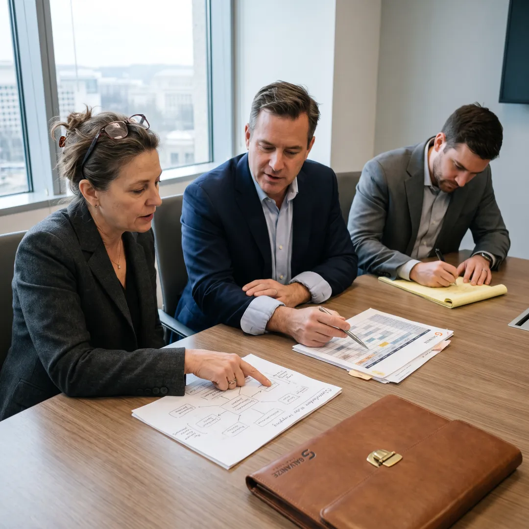 Advisors planning stakeholder outreach