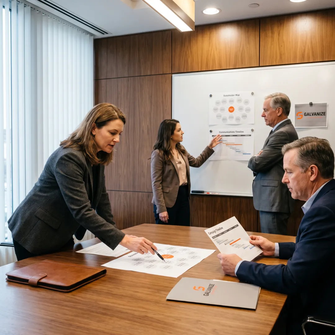 Team reviewing an engagement strategy
