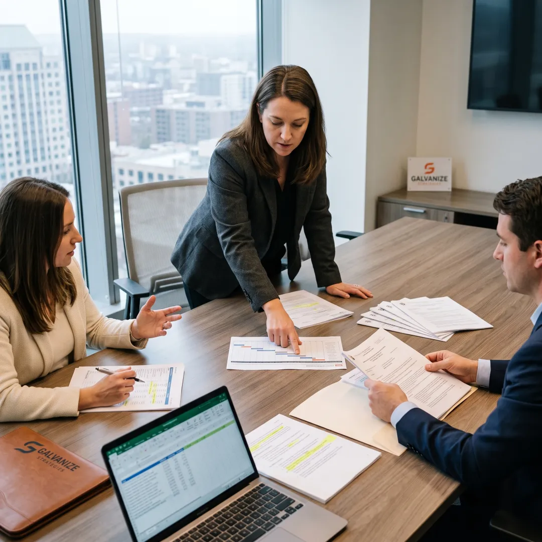 Team developing a procurement pursuit strategy